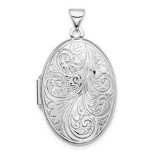 Load image into Gallery viewer, Sterling Silver Rhodium-plated Scroll Oval Locket