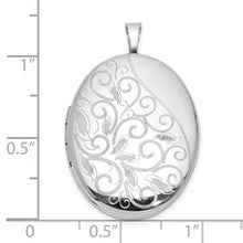 Load image into Gallery viewer, Sterling Silver Rhodium-plated Polished Filigree 26mm Oval Locket
