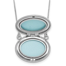 Sterling Polished Front/Brushed Back 20mm Oval Locket Necklace -19-21