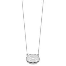 Load image into Gallery viewer, Sterling Polished Front/Brushed 20mm Oval Filigree Locket Necklace -19-21"