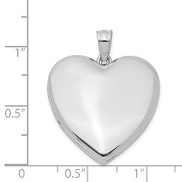 Sterling Silver Rhodium-plated 24mm Plain Heart Locket