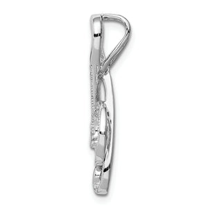 Sterling Silver Rhodium-Plated Polished CZ Treble Clef Slide Pendant