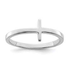 Load image into Gallery viewer, Sterling Silver Rhodium-plated Sideways Cross Ring