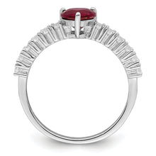 Load image into Gallery viewer, Rhodium-Plated Sterling Silver Heart Lab Ruby Ring
