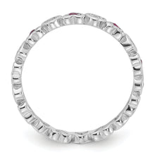 Load image into Gallery viewer, Rhodium-Plated Sterling Silver Lab Ruby and Created White Sapphire Heart Ring