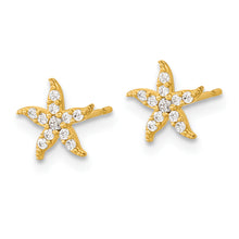 Load image into Gallery viewer, 14k Yellow CZ Starfish Post Earrings