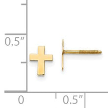Load image into Gallery viewer, 14k Madi K Polished Tiny Cross Silicone Back Earrings