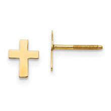 Load image into Gallery viewer, 14k Madi K Polished Tiny Cross Silicone Back Earrings