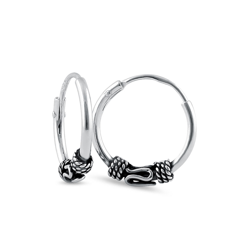 Sterling Silver Bali Swirl Hoop Earrings