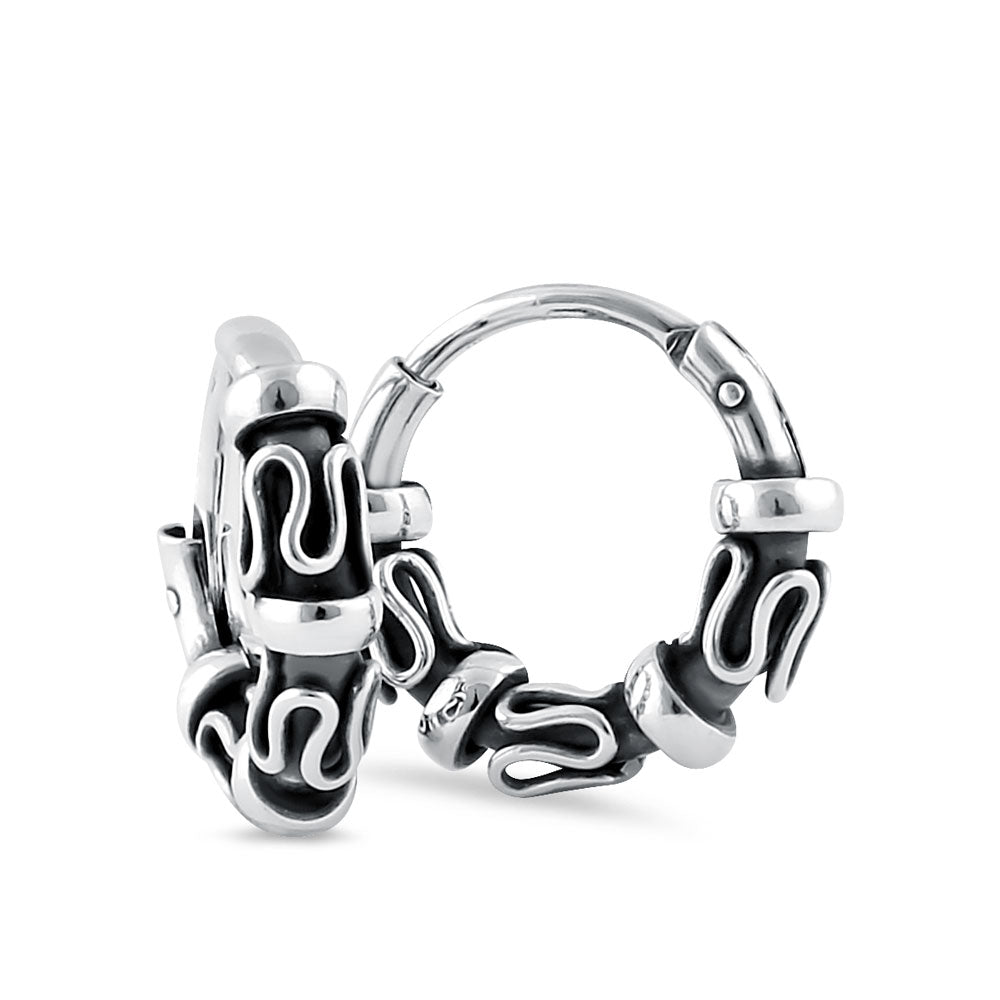Sterling Silver Triple Swirl Balil Hoop Earrings