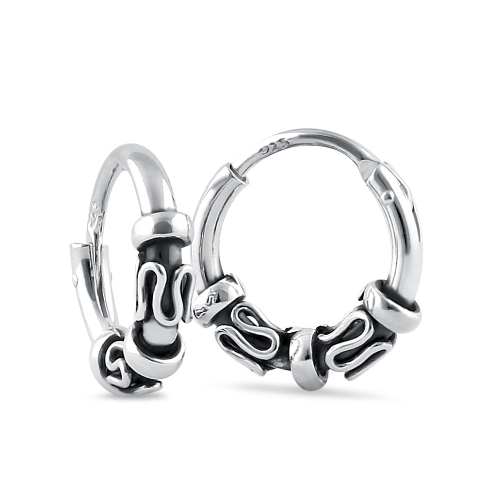Sterling Silver Double Swirl Bali Hoop Earrings