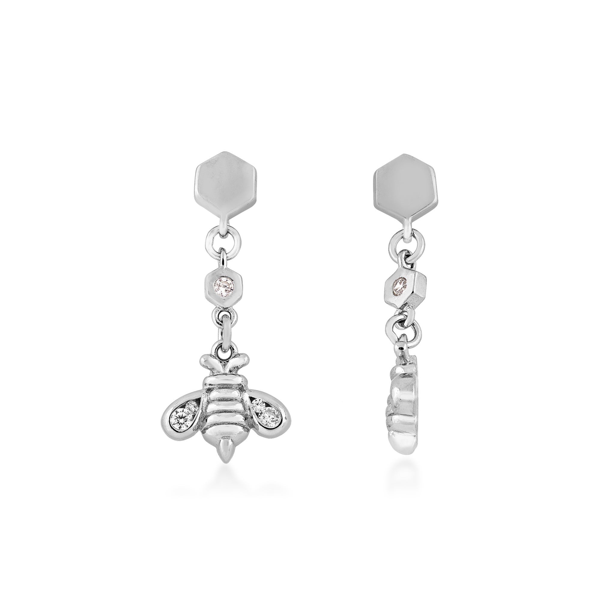 Sterling Bee/Honeycomb Earrings with CZ
