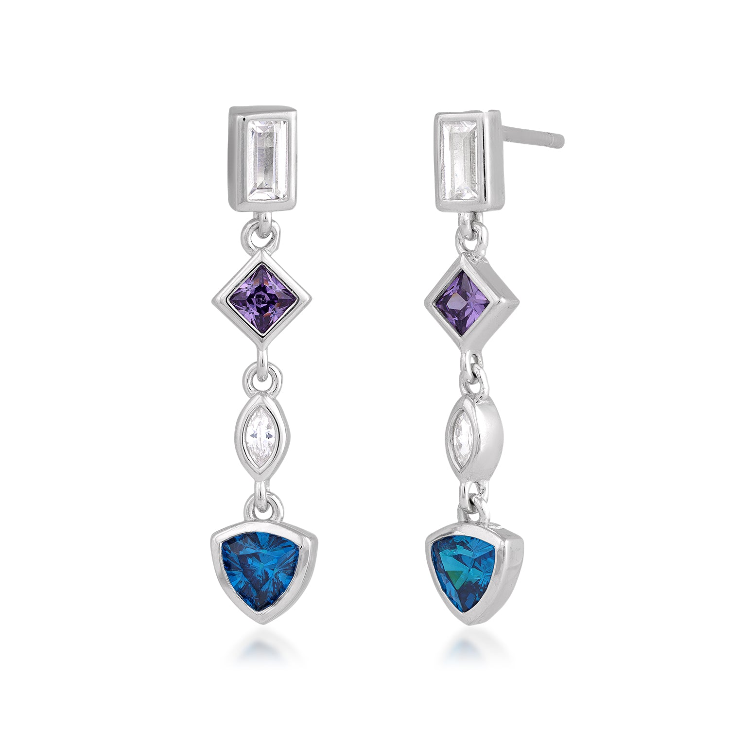 Sterling Multi Colored Cubic Zirconia Earrings