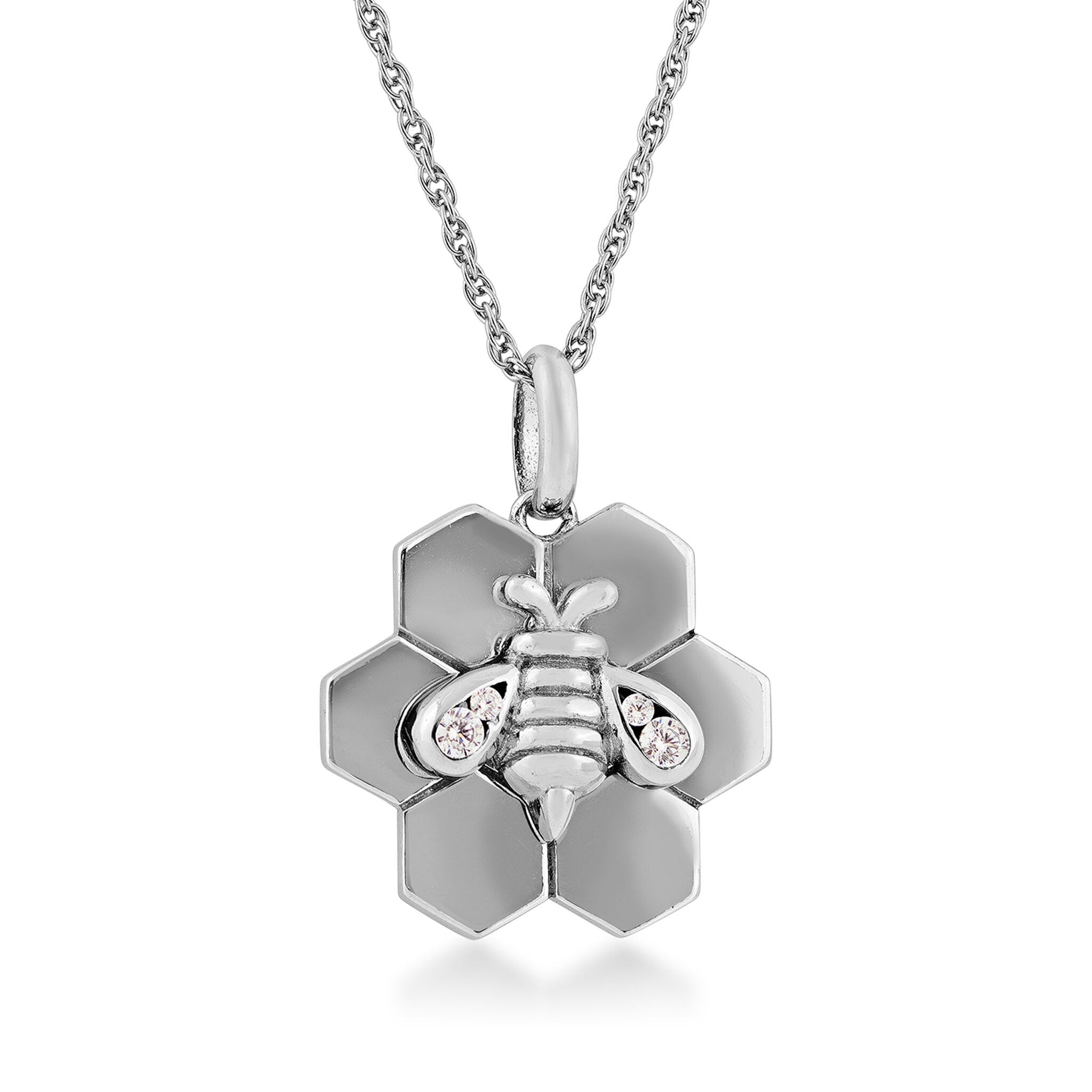 Sterling Cubic Zirconia Honeycomb Necklace