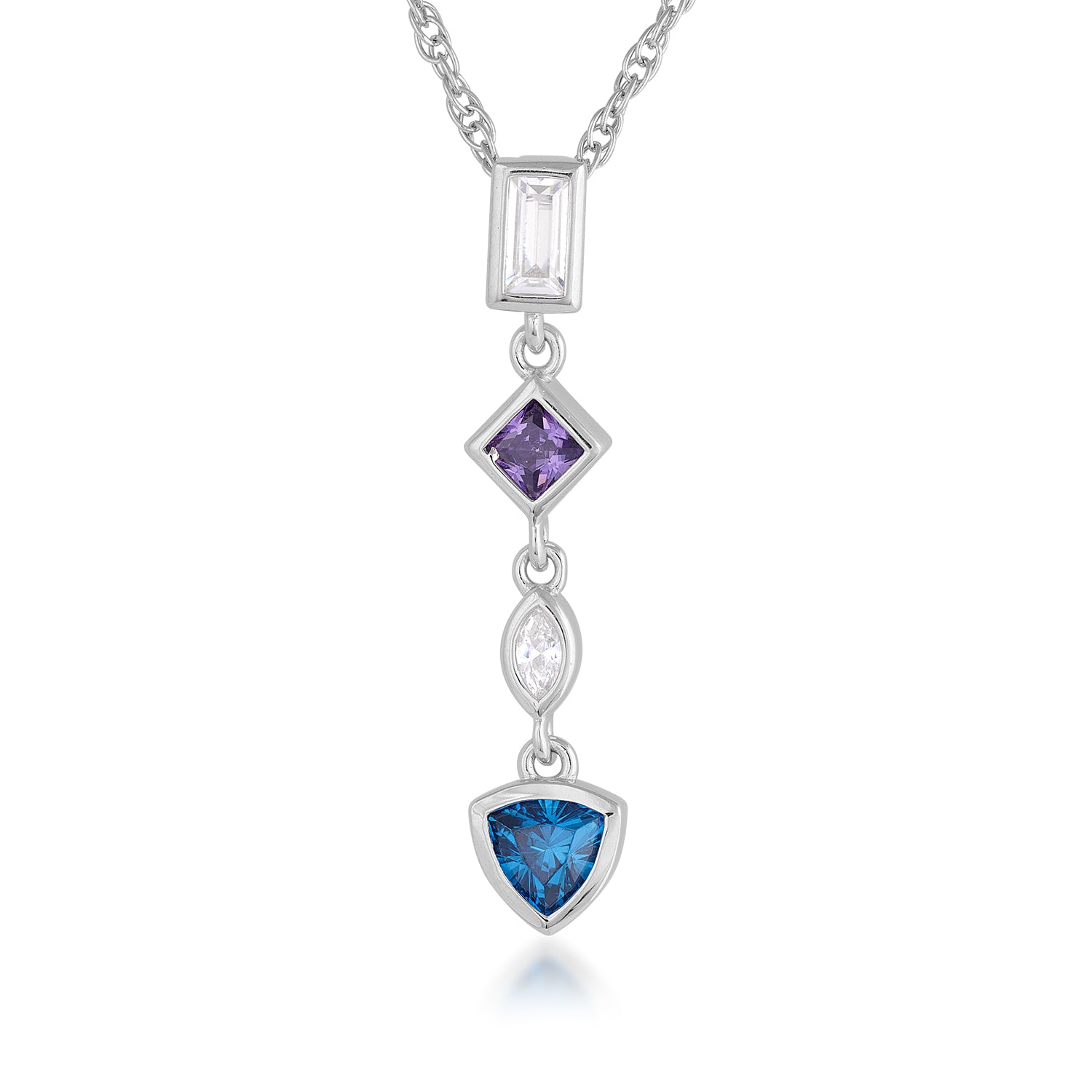 Sterling Multi Colored Cubic Zirconia Necklace
