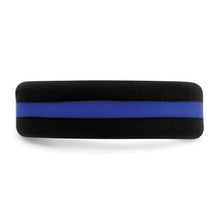 Load image into Gallery viewer, 7.5mm Flat Silicone Band - Black with Centered Blue Line