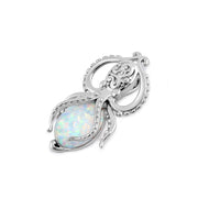Sterling Silver White Lab Opal Squid Pendant