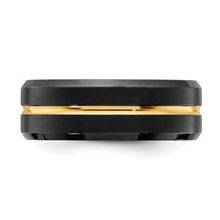 Load image into Gallery viewer, Stainless Steel Brushed and Polished Black and Yellow IP-plated 8mm Band