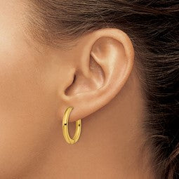 Chisel Stainless Steel Polished Yellow IP-Plated 3mm Hinged Hoops
