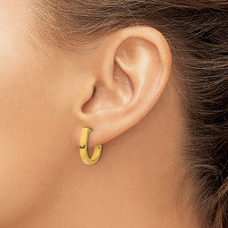 Chisel Stainless Steel Polished Yellow IP-plated 3mm Hoop Earring