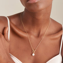 Load image into Gallery viewer, Gold Pearl Sparkle Pendant Necklace