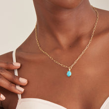 Load image into Gallery viewer, Gold Turquoise Chunky Chain Drop Pendant Necklace