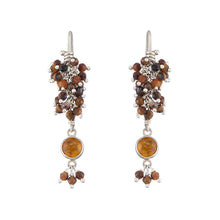 Load image into Gallery viewer, Sadira Earrings: Sterling Silver, Amber and Tiger Eye