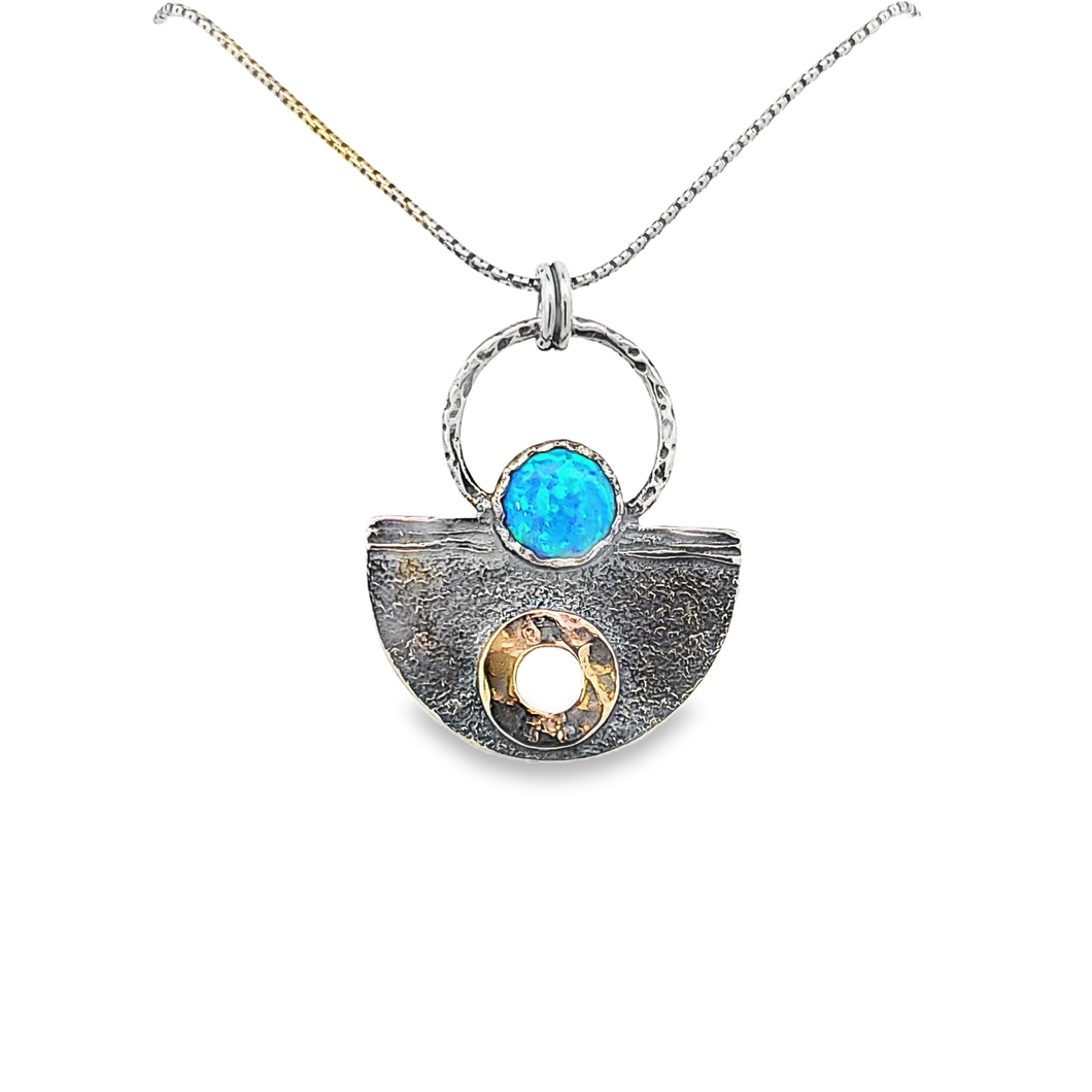 Two Tone Opal Geometric Necklace