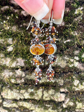 Load image into Gallery viewer, Vedia Earrings: Sterling Silver, Amber and Tiger Eye