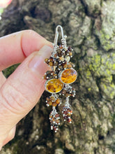 Load image into Gallery viewer, Vedia Earrings: Sterling Silver, Amber and Tiger Eye