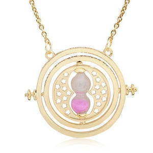 Pink Hourglass Time Turning Necklace