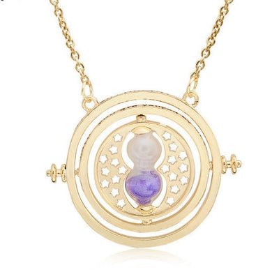 Purple Hourglass Time Turning Necklace