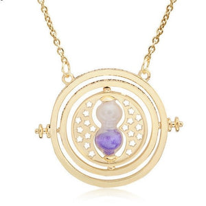 Purple Hourglass Time Turning Necklace