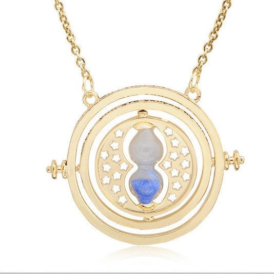 Blue Hourglass Time Turning Necklace