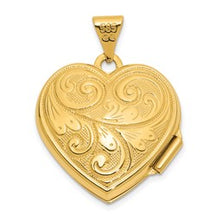 Load image into Gallery viewer, 14KY Scroll Design Reversible Heart Locket Pendant