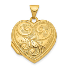 Load image into Gallery viewer, 14KY Scroll Design Reversible Heart Locket Pendant