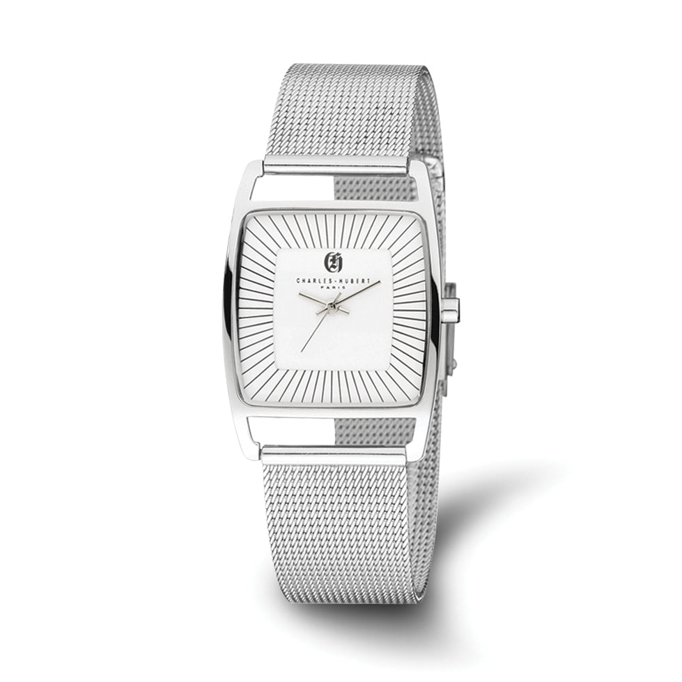 Charles Hubert Stainless Steel White Dial Milanese Band Watch