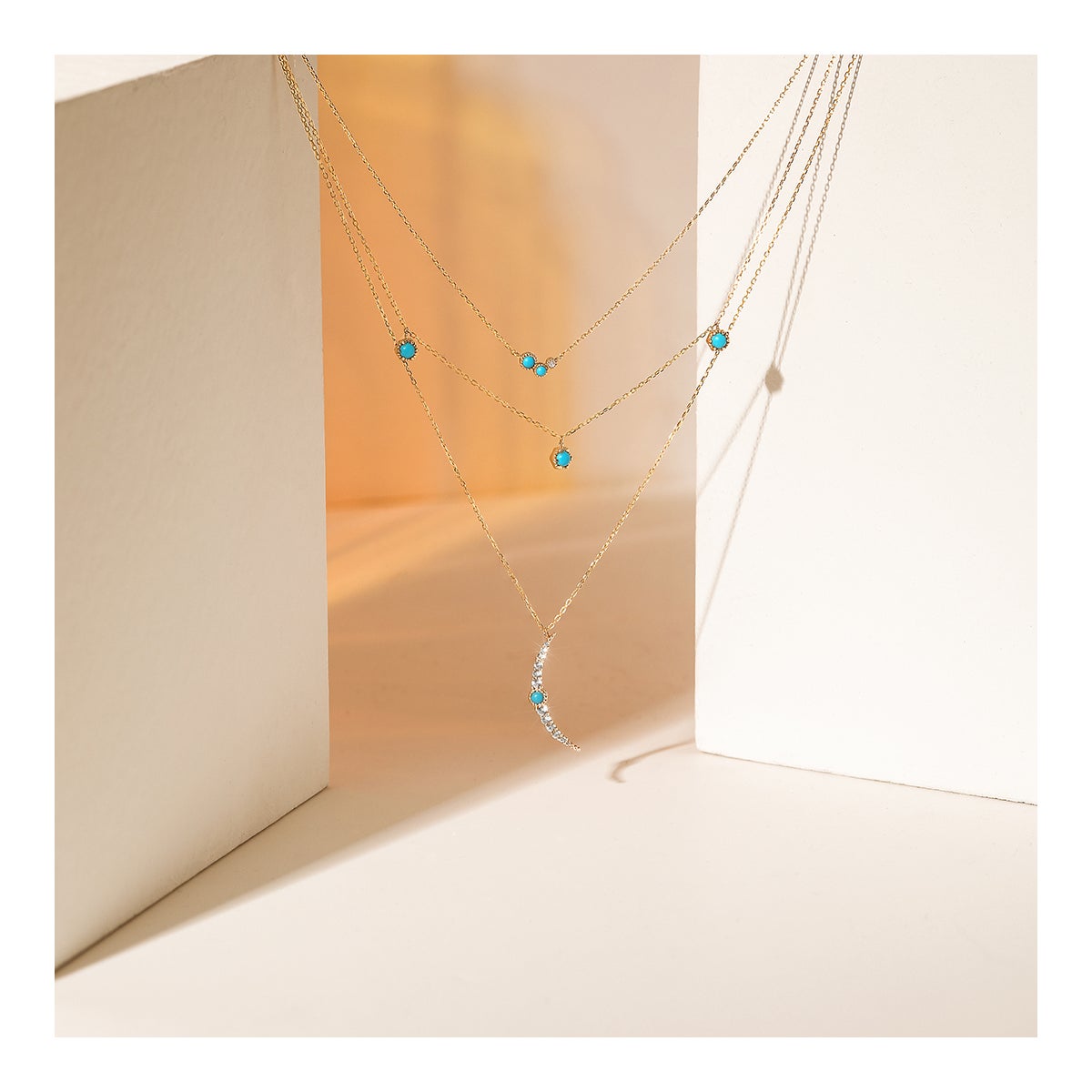 AMIRA | Turquoise and White Sapphire Waterfall Necklace