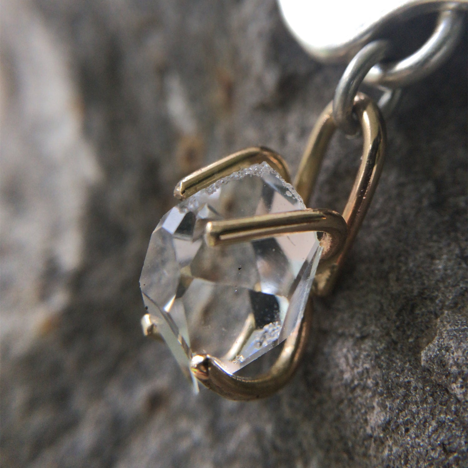 Allira Pendant-Sterling Silver 14KY Herkimer Diamond