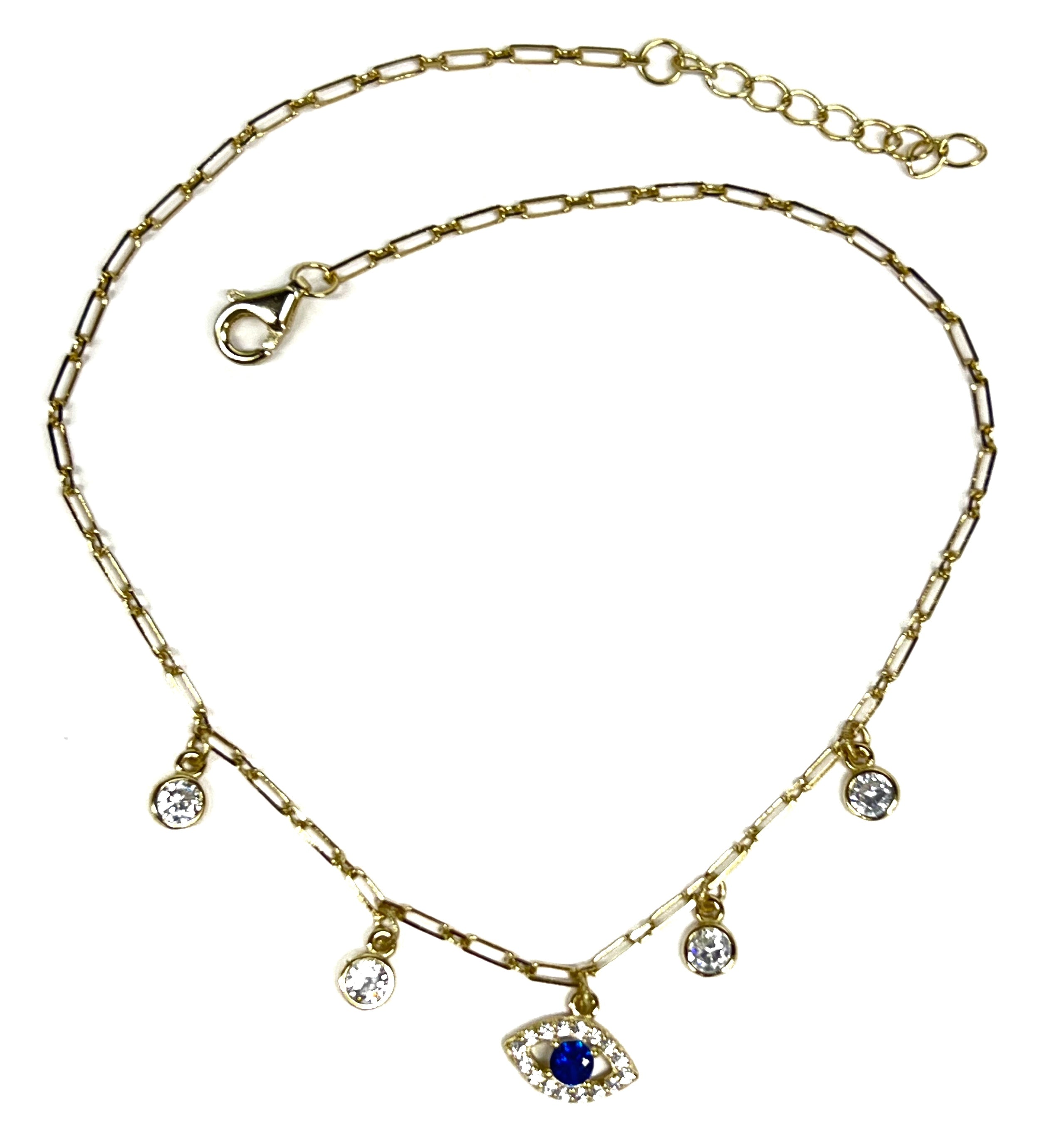 GP Sterling Evil Eye Blue and Clear Cubic Zirconia Dangles