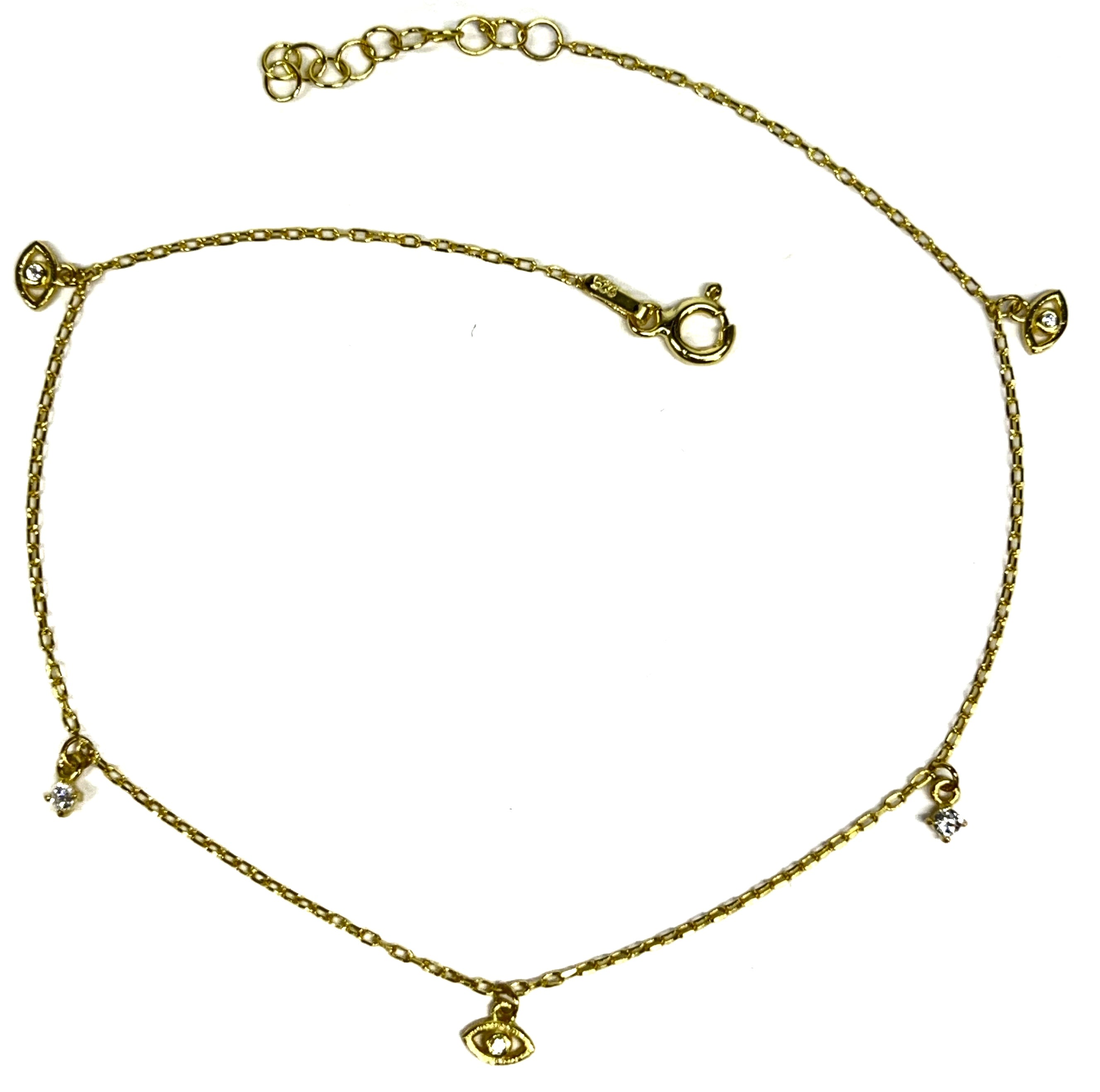 GP Sterling Evil Eye With Clear Cubic Zirconia Dangles
