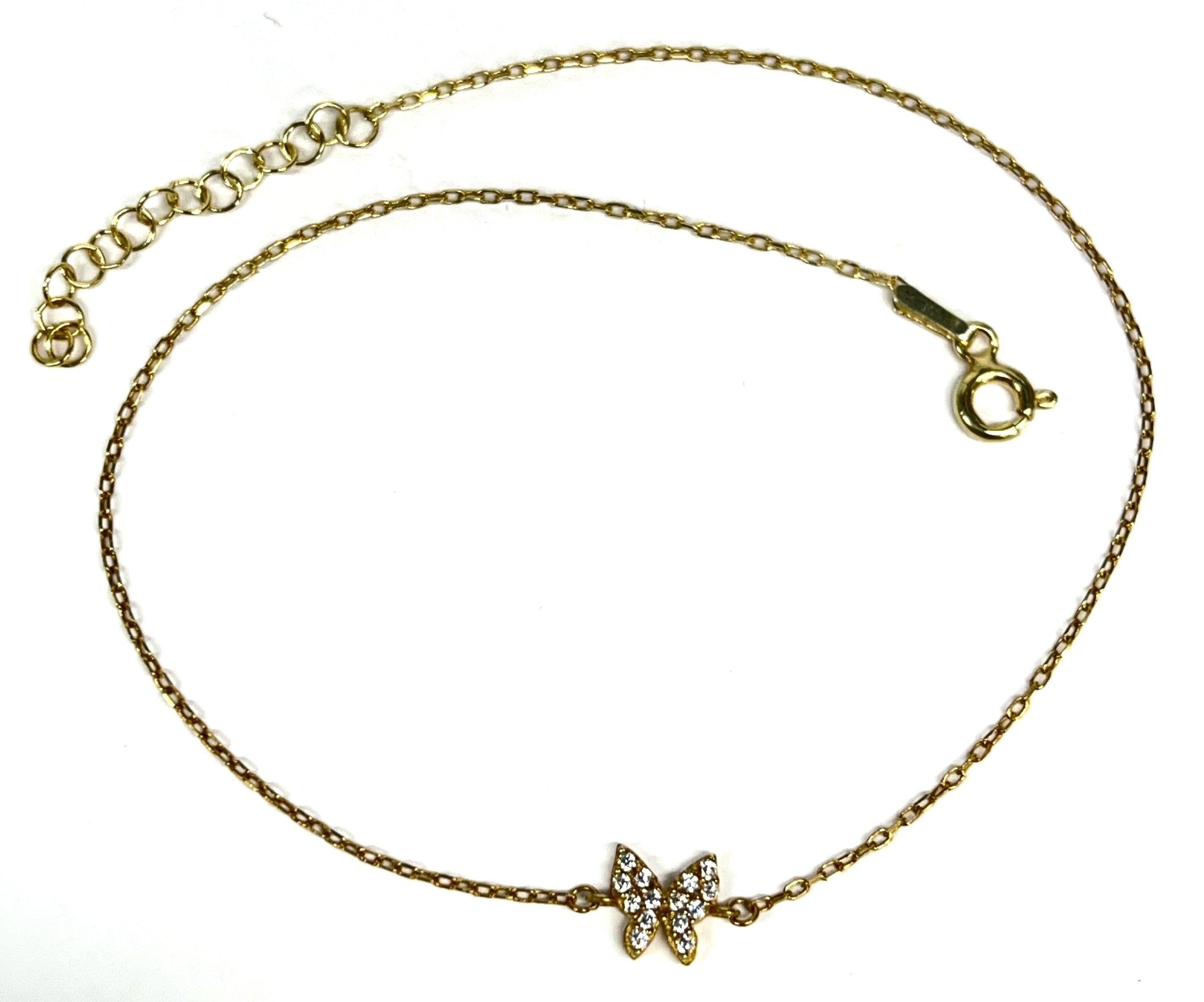 GP Butterfly Anklet with Clear Cubic Zirconia