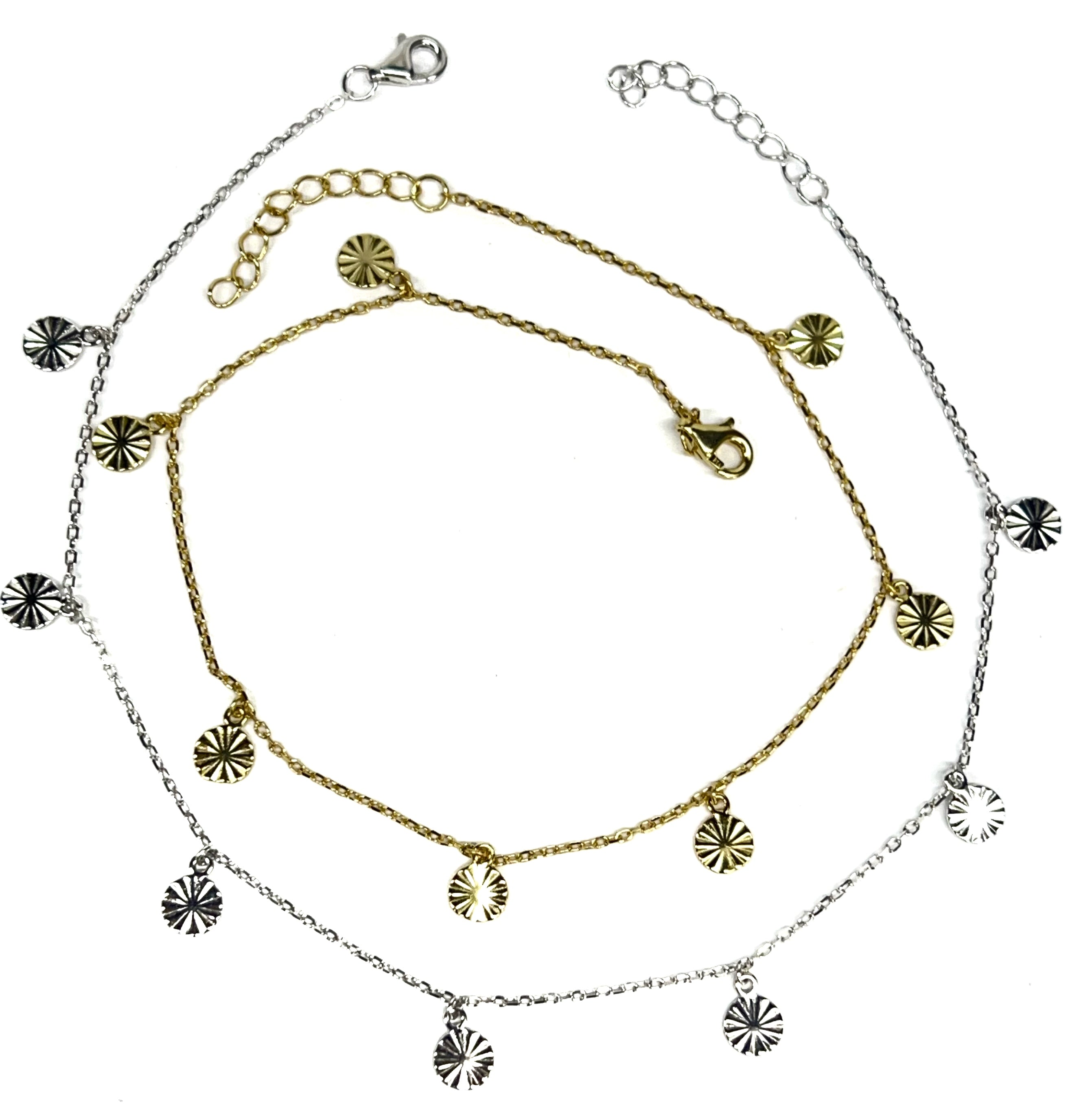 GP Sterling Disc Drop Anklet