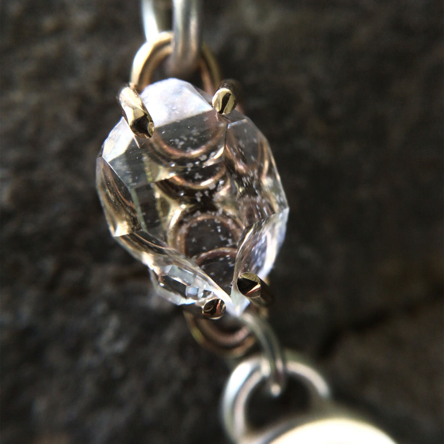 Aralynn Pendant-Sterling Silver 14KY Herkimer Diamond