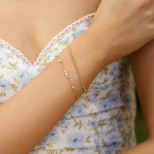 Load image into Gallery viewer, Gold Sparkling Bezel Cubic Zirconia Station Bracelet