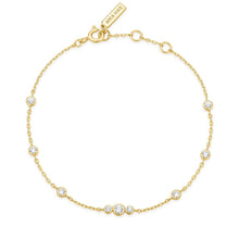 Load image into Gallery viewer, Gold Sparkling Bezel Cubic Zirconia Station Bracelet
