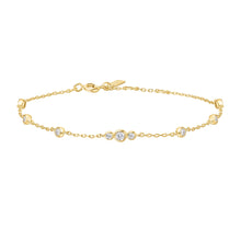 Load image into Gallery viewer, Gold Sparkling Bezel Cubic Zirconia Station Bracelet