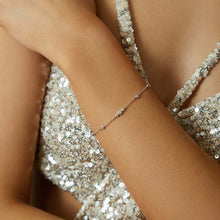 Load image into Gallery viewer, Silver Sparkling Bezel Cubic Zirconia Station Bracelet
