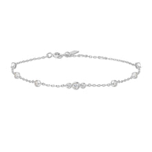 Load image into Gallery viewer, Silver Sparkling Bezel Cubic Zirconia Station Bracelet