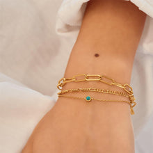 Load image into Gallery viewer, Gold Bezel-Set Lab-Created Turquoise Solitaire Bracelet